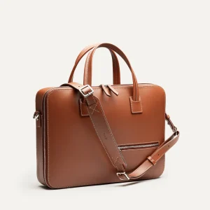 Porte-documents en cuir lisse ~ ALESSANDRO II - COGNAC