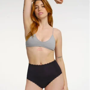 Taille haute menstruelle noire en dentelle