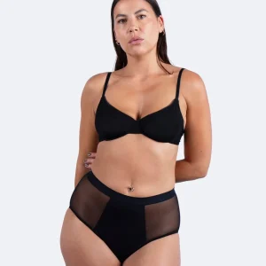 Taille haute menstruelle tulle noire