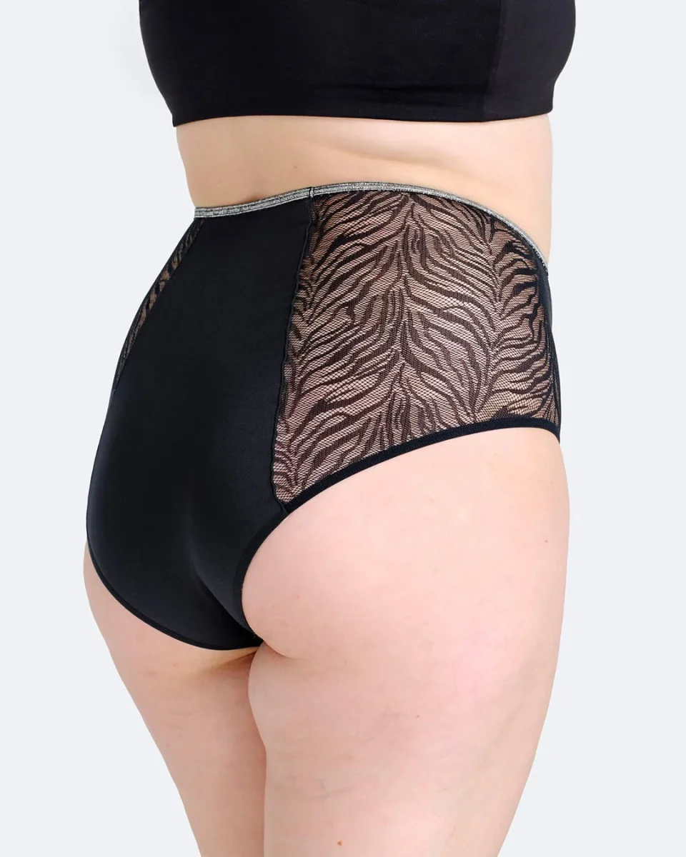 Taille haute menstruelle zebra pailletée – Image 4