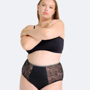 Taille haute menstruelle zebra pailletée