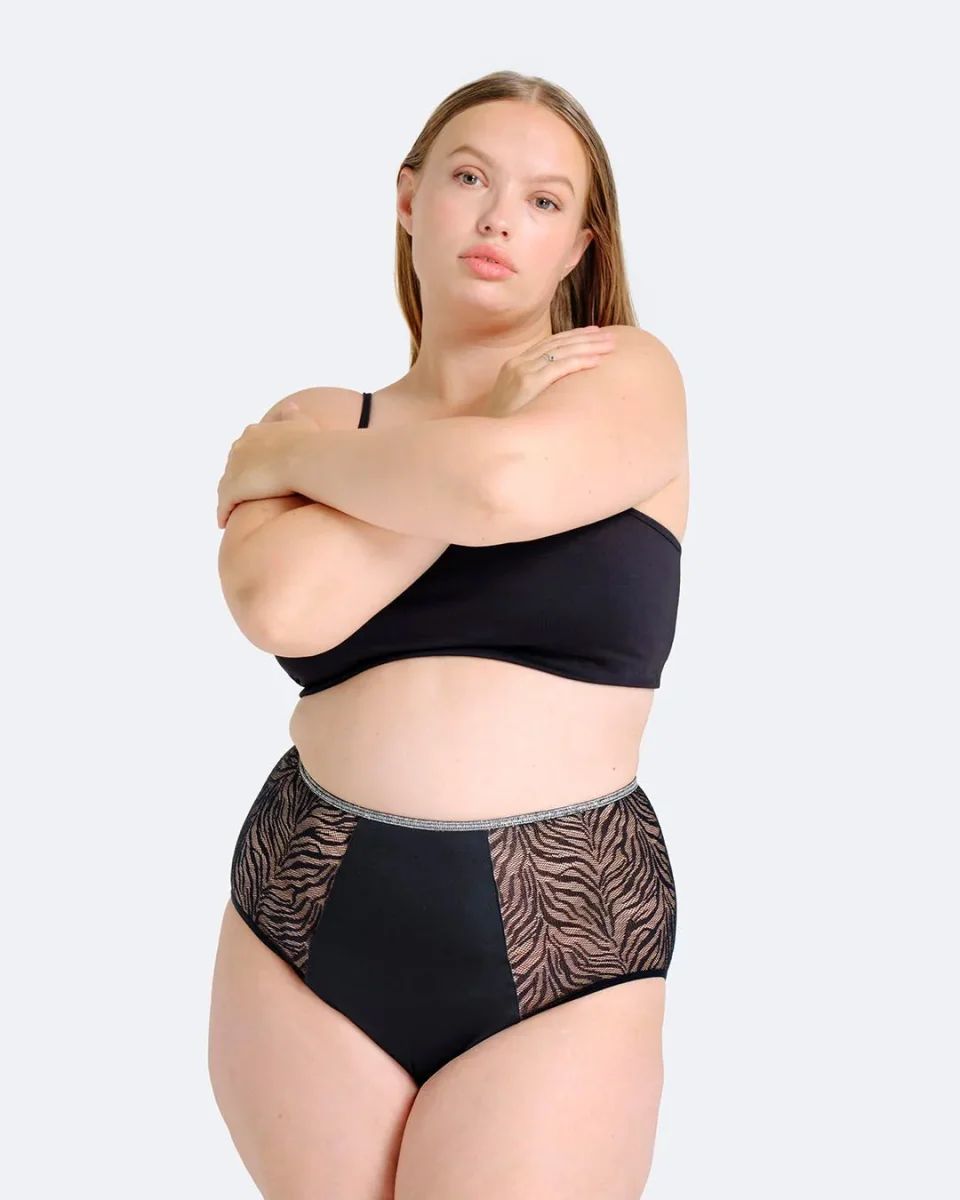 Taille haute menstruelle zebra pailletée – Image 2