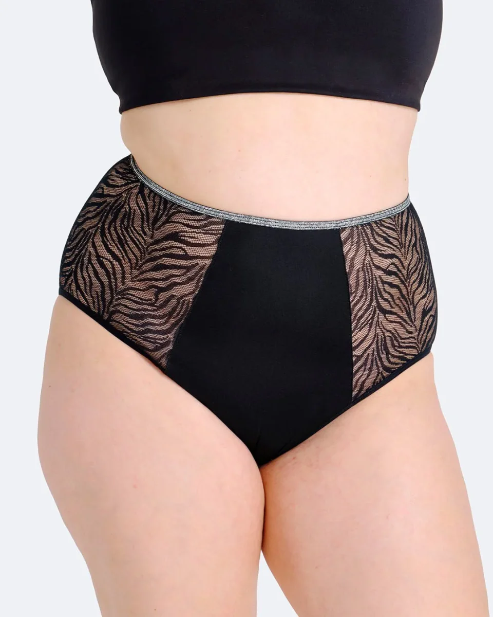 Taille haute menstruelle zebra pailletée – Image 3