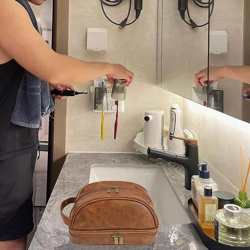 Trousse de Toilette Homme en Cuir Vintage – Image 3